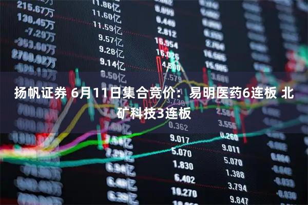 扬帆证券 6月11日集合竞价：易明医药6连板 北矿科技3连板